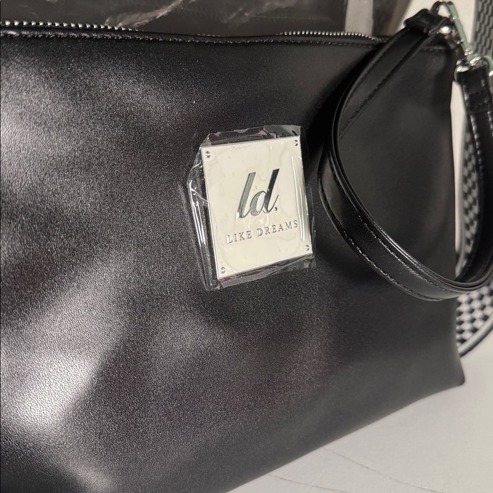 Black Transparent Tote Bag with Pouch - Picture 2 of 4